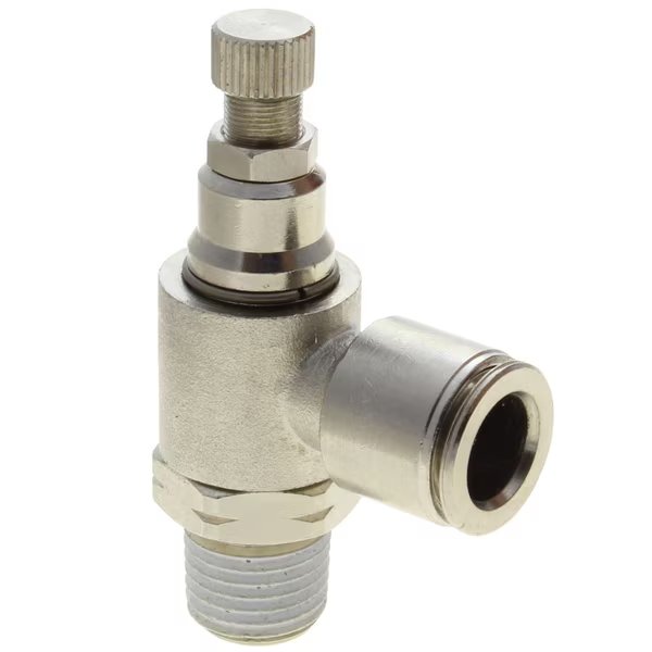 Fitting, PTC, Flow Control Elbow, Screw, Brass, 1/4